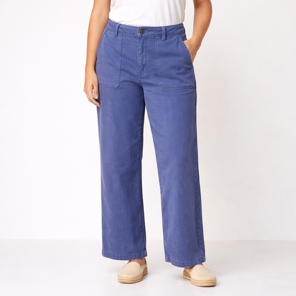 Caslon Pants - CASLON UTILITY CARGO TWILL WIDE LEG BLUE PANTS SIZE 14 NEW